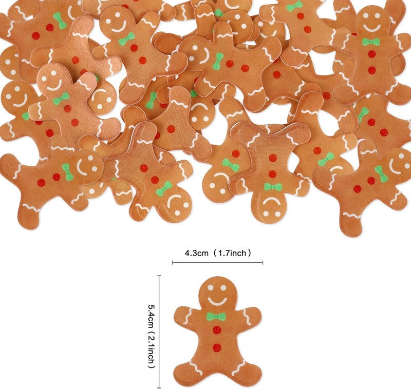 Ercadio 40 Pcs Edible Merry Christmas Cupcake Toppers Brown Gingerbread Man Cupcake Drink Topper Picks for Celebrating Merry Christmas Theme New Year Holiday Party Cake Decorations Supplies - Image 2